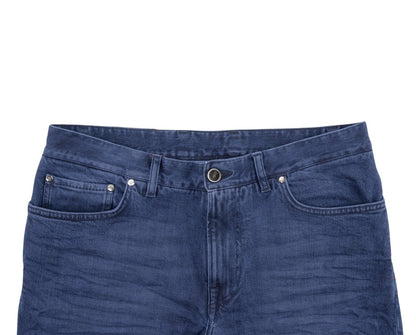 795$ ISAIA NAPOLI "Forcella" Blue Denim Jeans Pant Cotton Wide Fit 32 US /48 EU