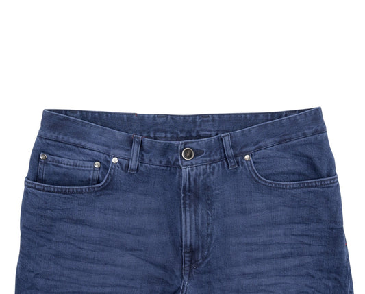 795$ ISAIA NAPOLI "Forcella" Blue Denim Jeans Pant Cotton Wide Fit 32 US /48 EU