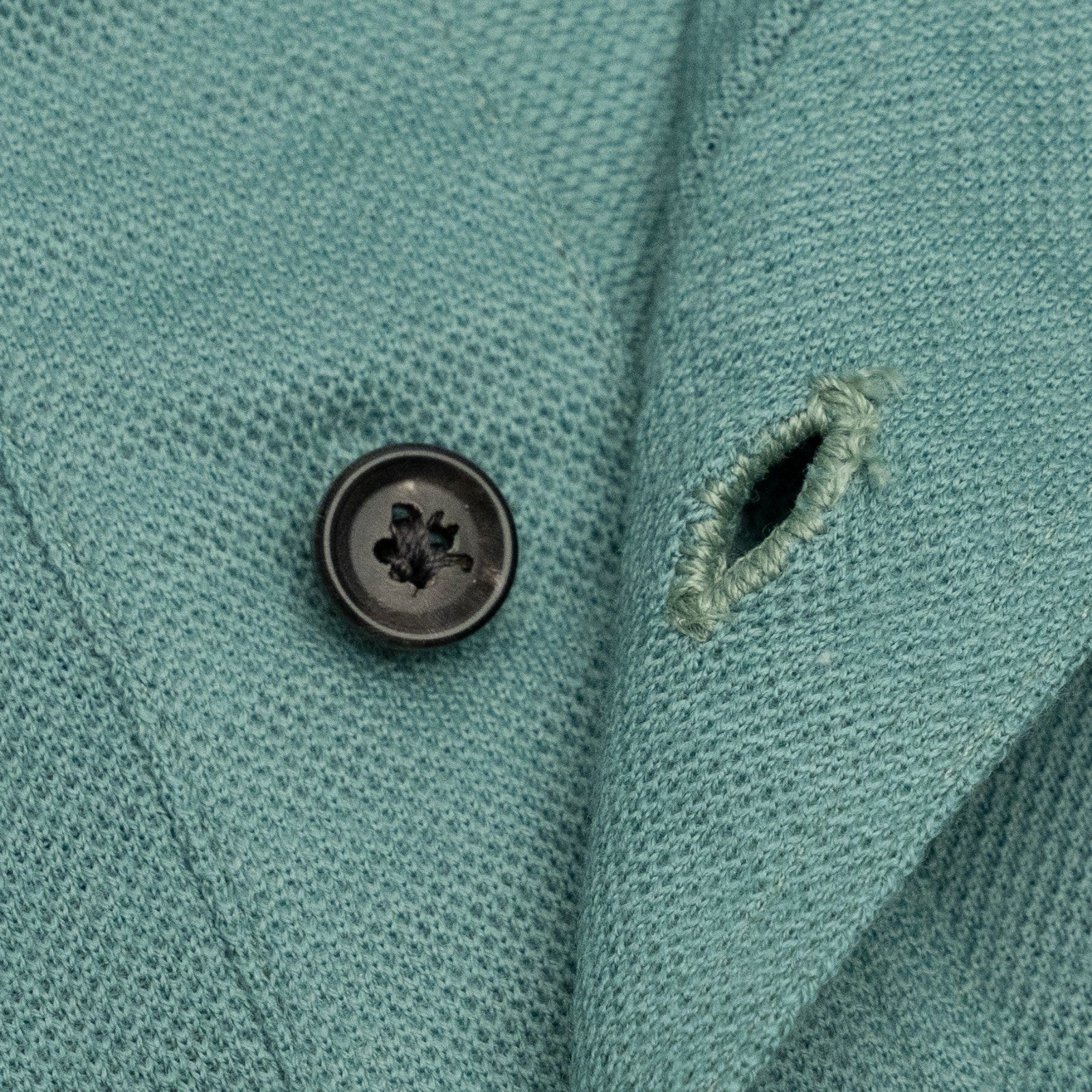 1100$ ISAIA NAPOLI Aquamarine Polo Handmade Short Sleeve Knit Wool Size S