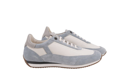 850$ TESTONI "Modena" Sneaker Eco-Nylon Suede White Ice 8 UK / 9 US / 42 IT