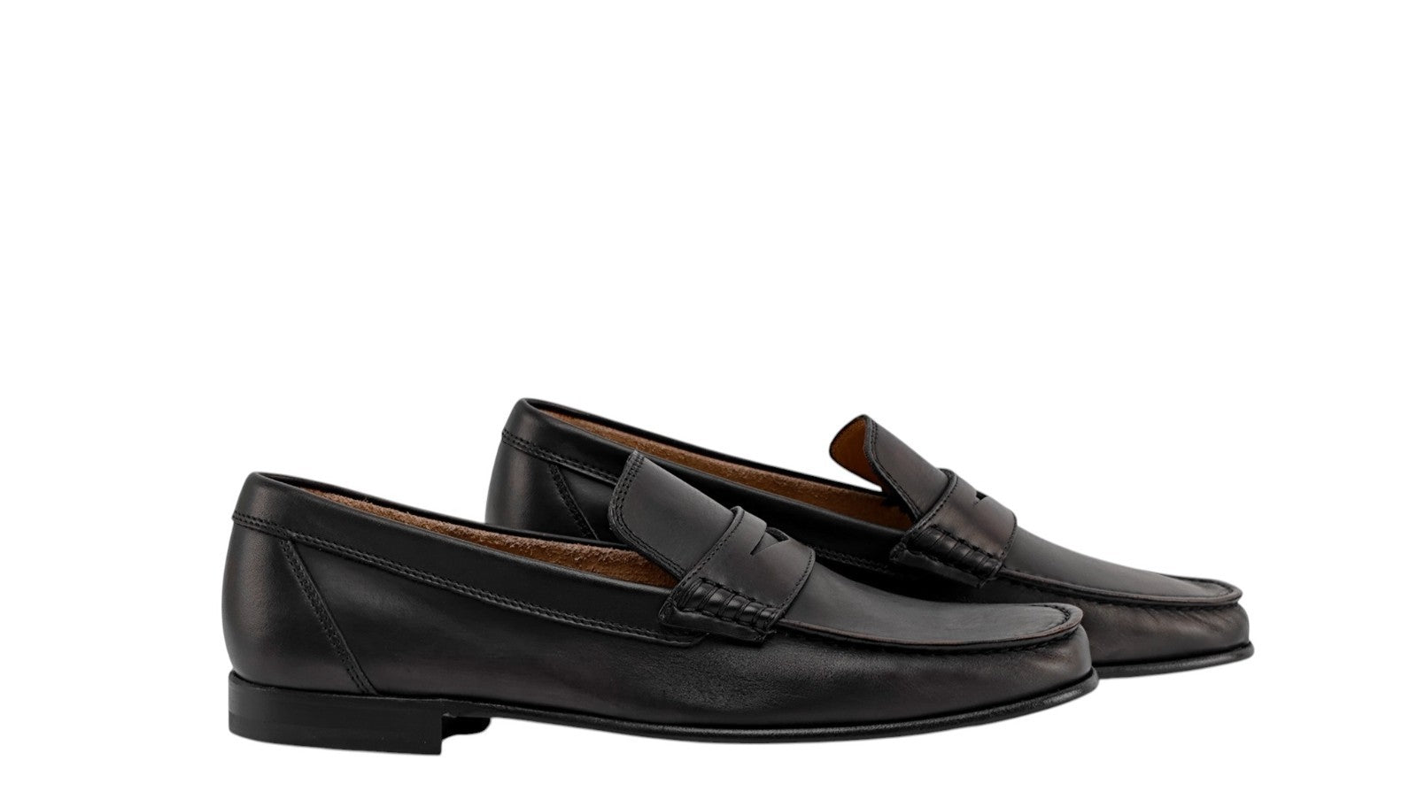 $1200 TESTONI "Bracciano" Unlined Loafer Shoes Soft Delavè Calf Black