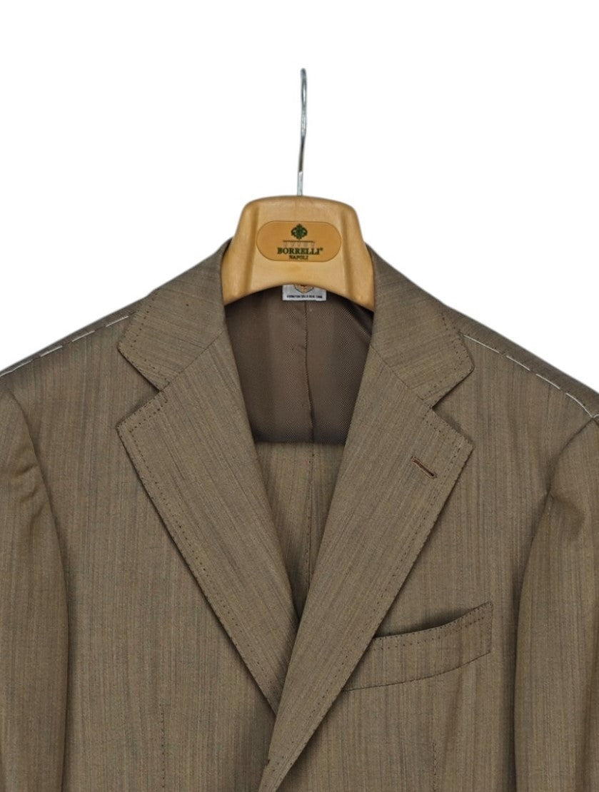 $3800 LUIGI BORRELLI NAPOLI Solaro Brown Full Hand-Sewn Suit Wool 38 US / 48 EU