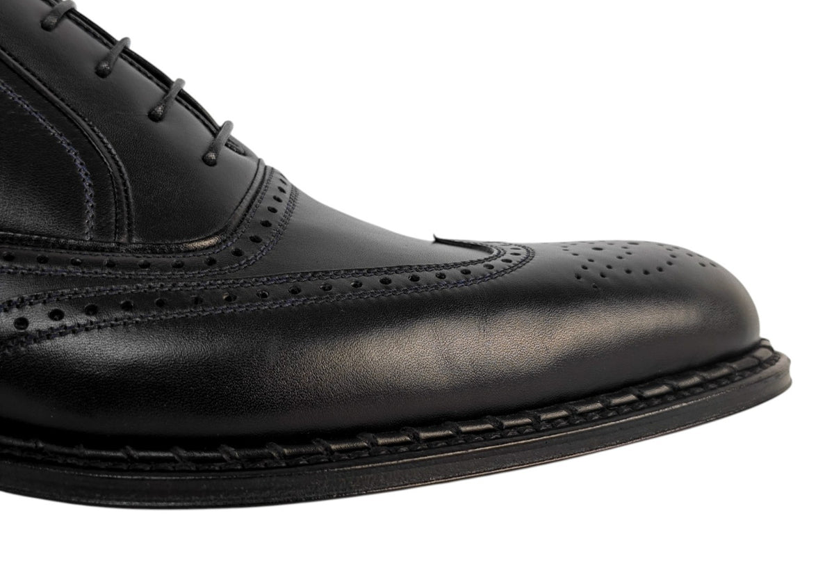 $1550 TESTONI Goodyear Bolognese Oxford Shoes Blue Midnight Calf De Luxe