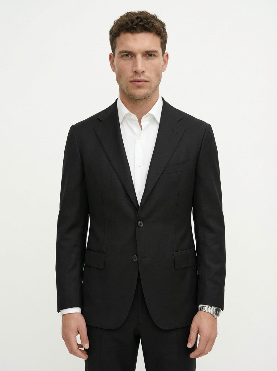 2200$ RAFFAELE CARUSO Black 3/2 Roll Sport Coat 100% Cashmere 42 US / 52 IT  7R
