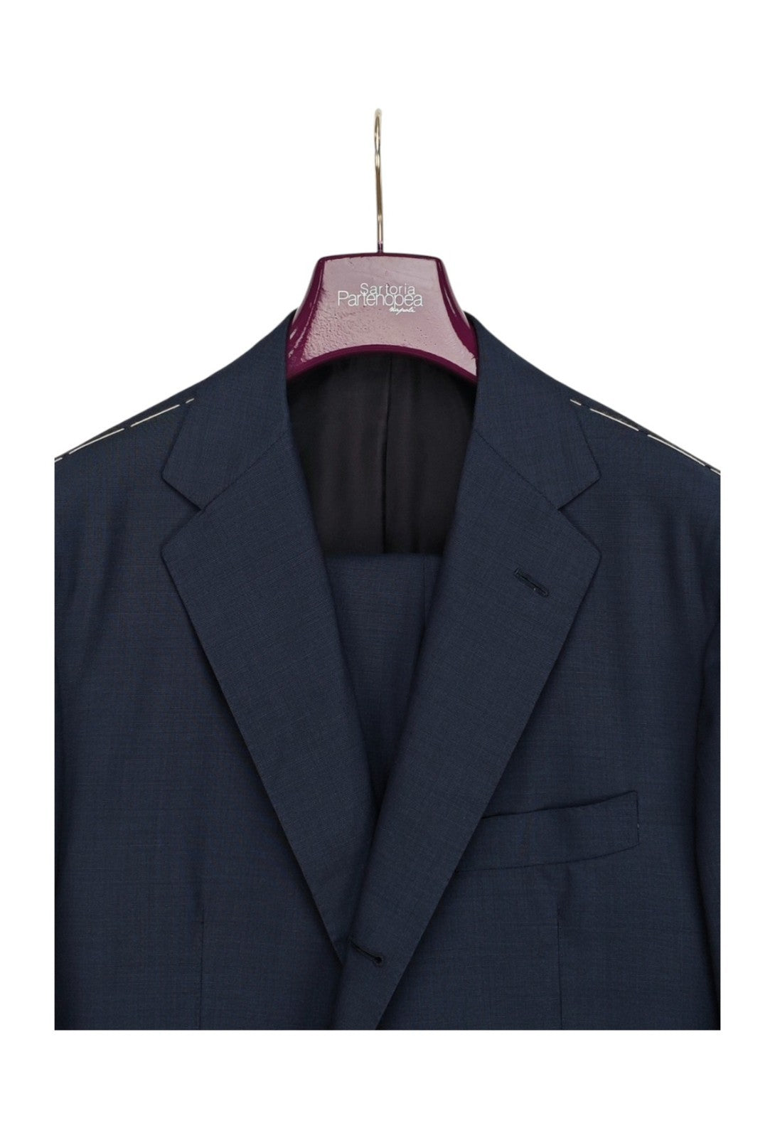 $2500 SARTORIA PARTENOPEA Blue Textured Handmade Suit Wool 120's  46 US / 56 EU