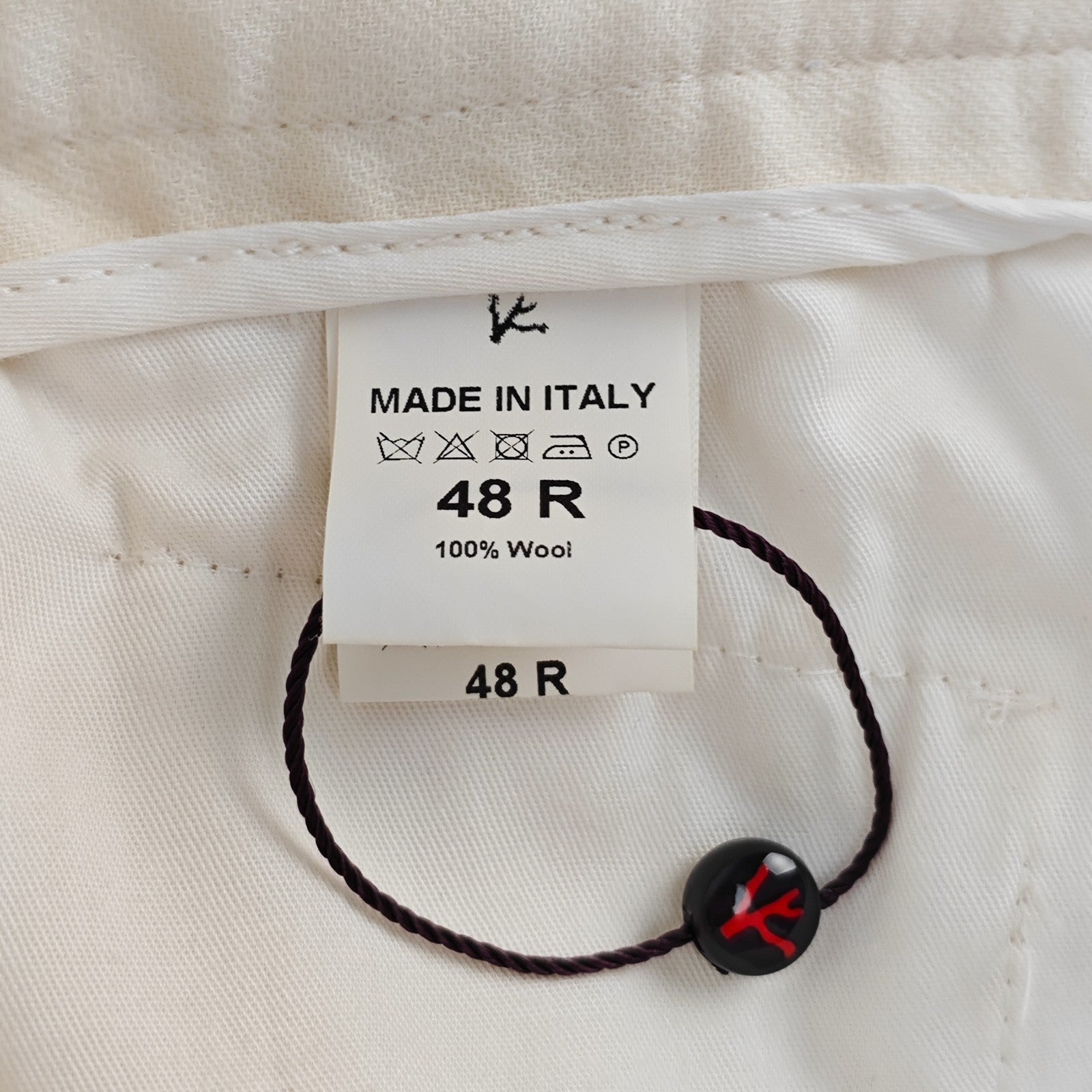 1750$ ISAIA NAPOLI Cream Tapered Elastic Band Cargo Pant Wool 32 US / 48 EU R