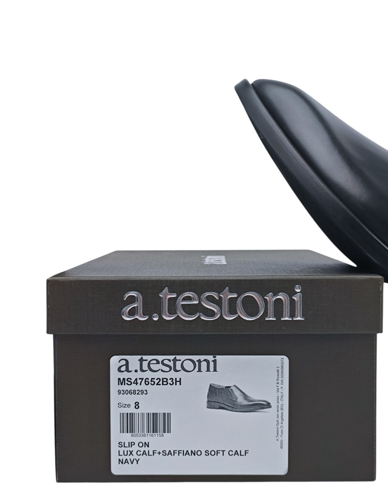 1200$ TESTONI 1929 Slip On Shoes Saffiano + Calf Blue Navy 8 UK / 9 US / 42 IT