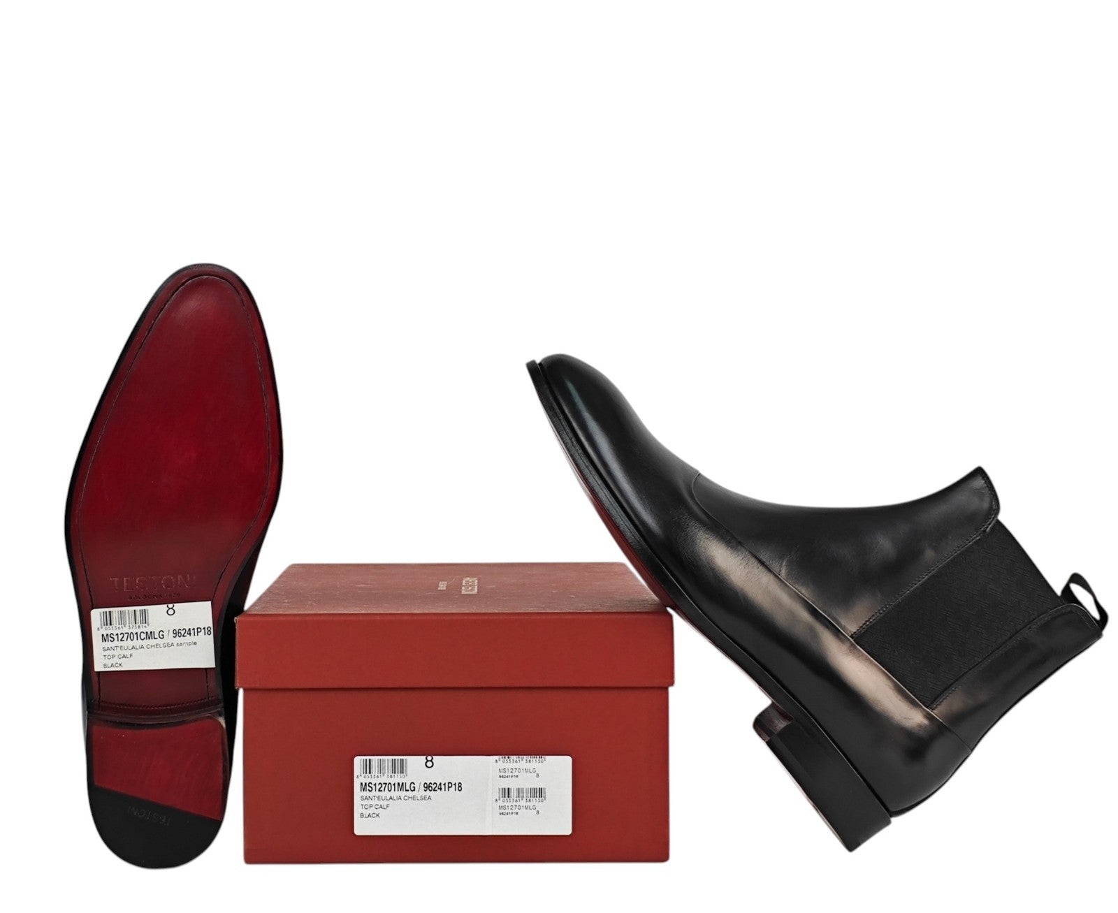 1450$ TESTONI "Sant'eulalia" Black Chelsea Boot Shoes Top Calf 8 UK 9 US  42 IT