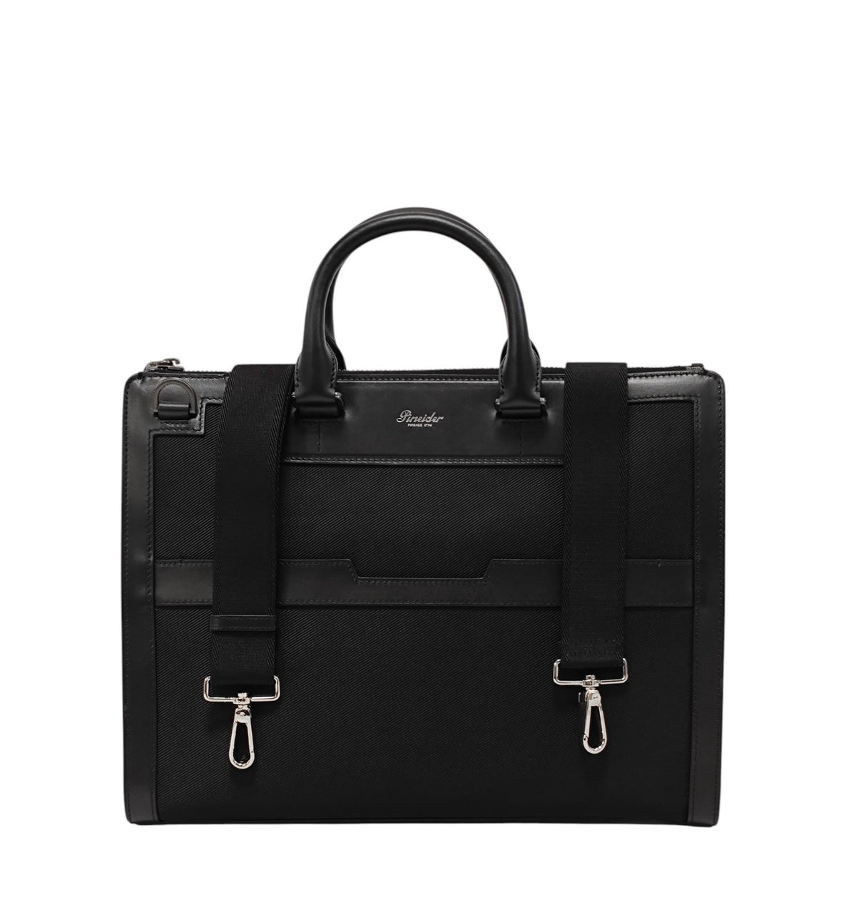 1480$ PINEIDER FIRENZE 1774 Black Nylon & Calf Slim Briefcase Bag Document Case