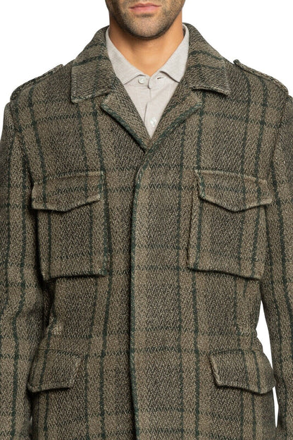 $1700 BOGLIOLI Checks Green Off Field Jacket Coat Wool Silk Linen 40 US / 50 EU