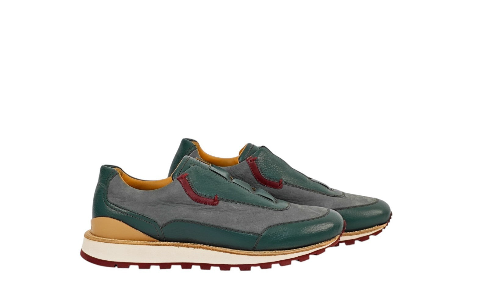 1100$ TESTONI "Moena" SlipOn Sneaker Nabuk Calf + Deerskin  8 UK / 9  US / 42 IT