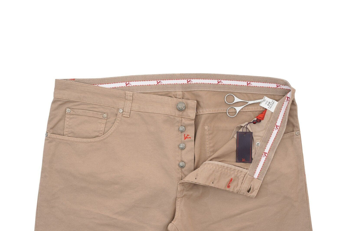 690$ ISAIA NAPOLI Brown Denim Jeans Trousers Pant Gabardine Cotton 42 US / 58 EU