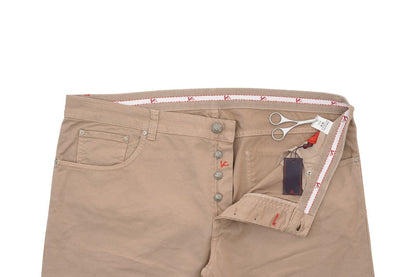 690$ ISAIA NAPOLI Brown Denim Jeans Trousers Pant Gabardine Cotton 42 US / 58 EU