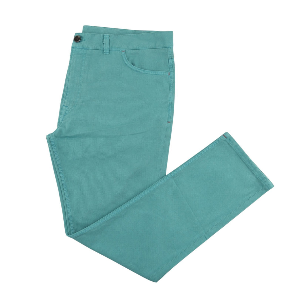 690$ ISAIA NAPOLI Turquoise 5 Pockets Pant Denim Cotton 46 US / 56 EU