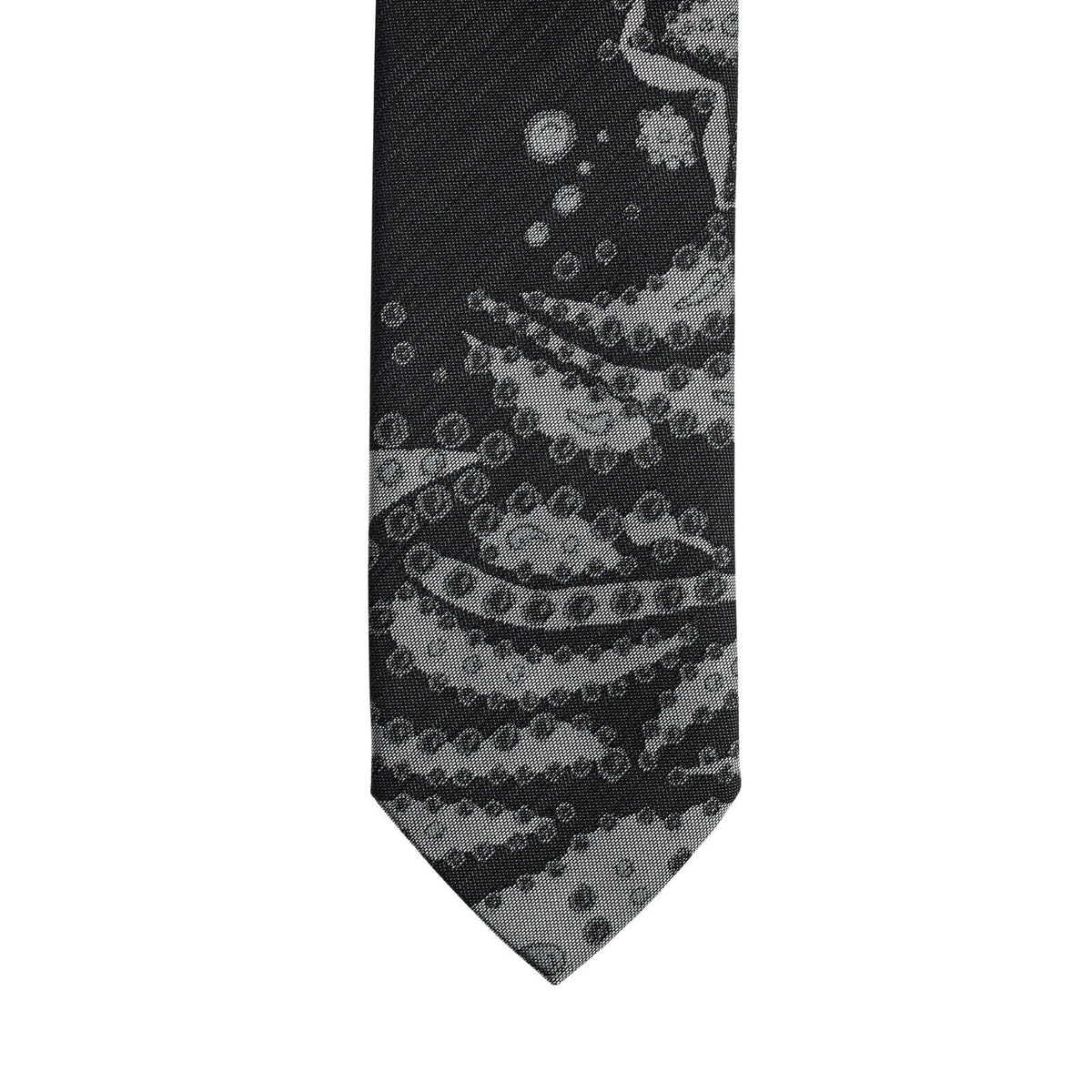 $290 ITALO FERRETTI Tie "TENTACLES" Gray / Black 100% Silk Handmade in Italy 