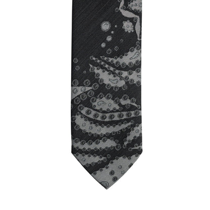 $290 ITALO FERRETTI Tie "TENTACLES" Gray / Black 100% Silk Handmade in Italy 