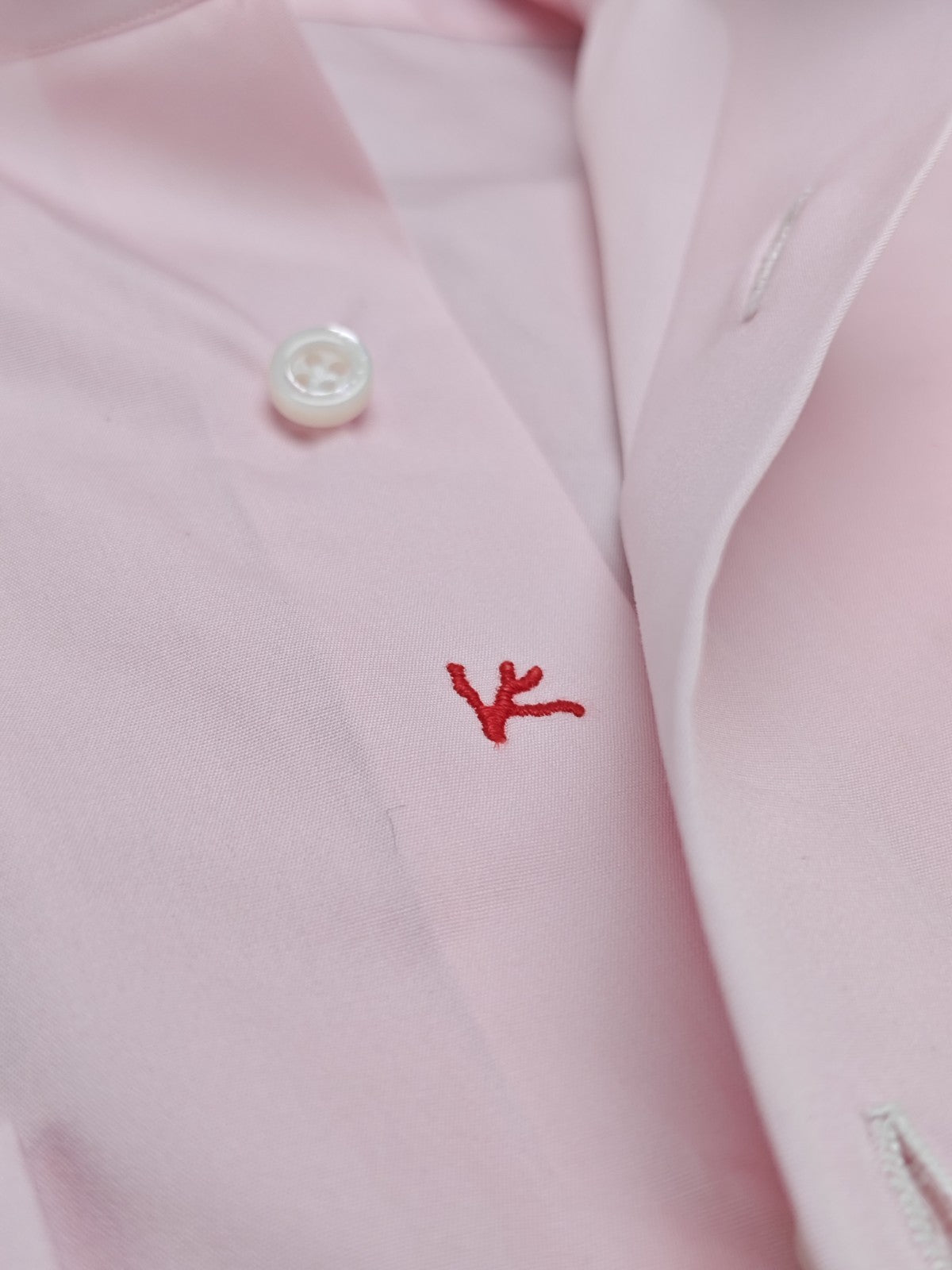 730$ ISAIA NAPOLI "Mix" Dress Shirt Light Pink Solid Medium Cotton 15.5 - 39