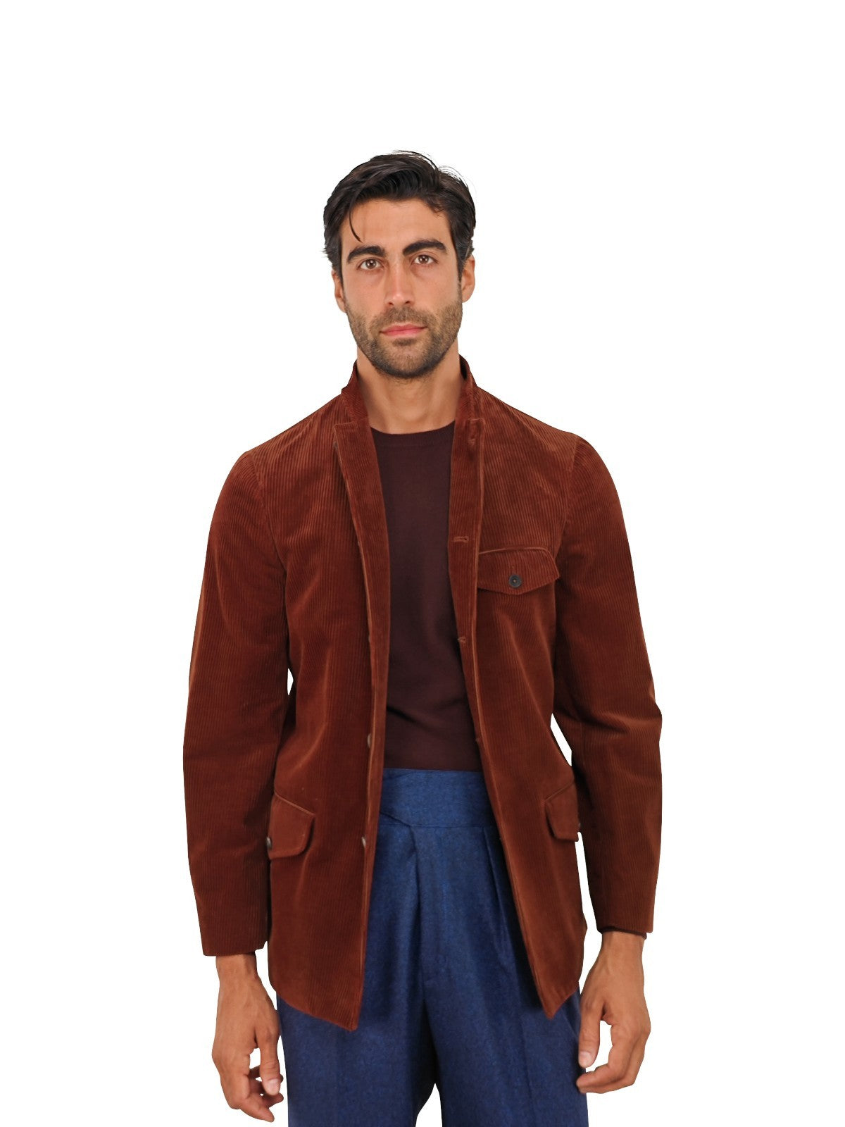 $1960 RUBINACCI NAPOLI "Stefano" Brown Guru Sahariana Jacket Corduroy Cotton