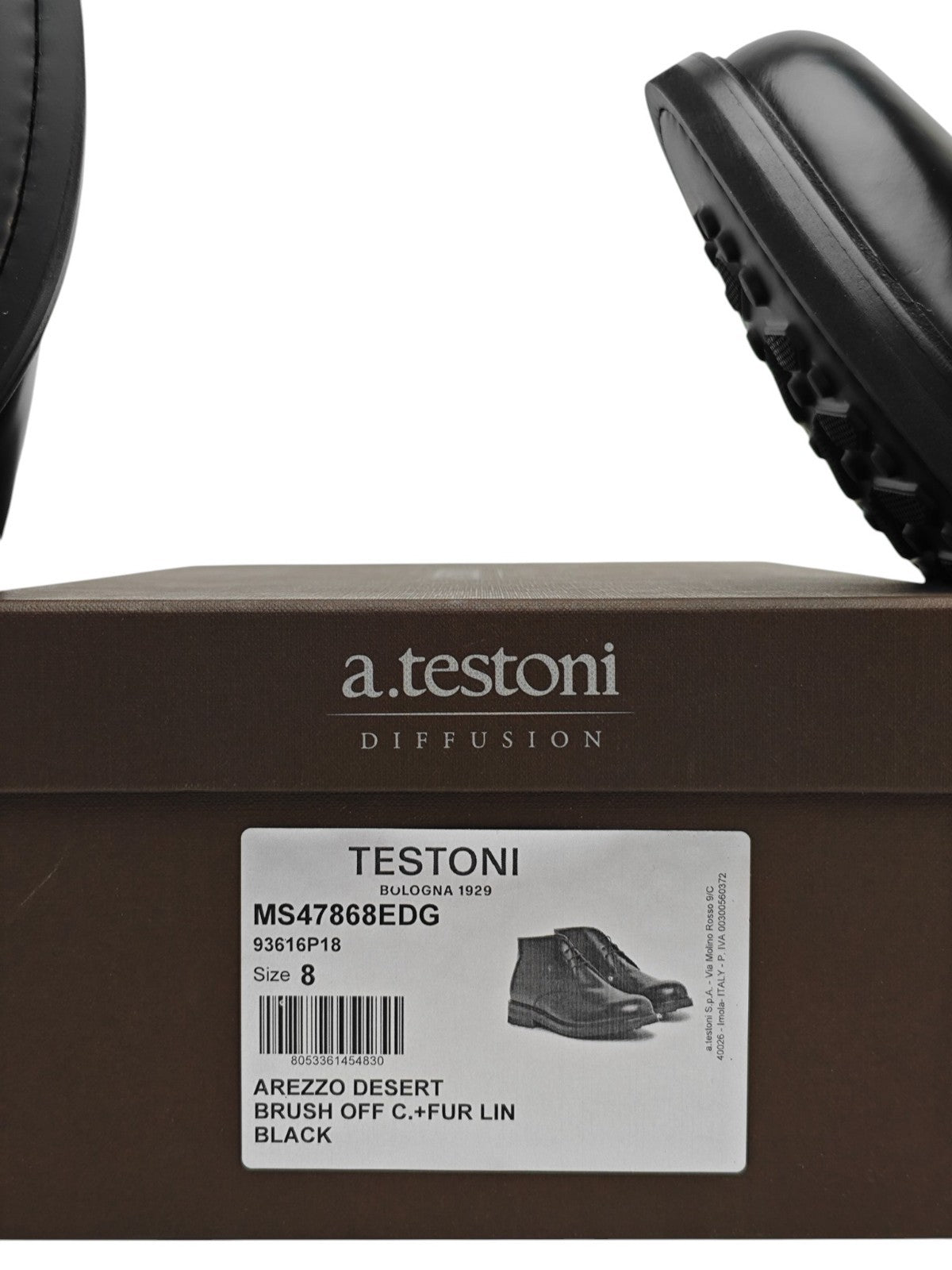 1450$ TESTONI Black Desert Boot Shoes Calf + Fur Lining  8 UK / 9 US / 42 IT