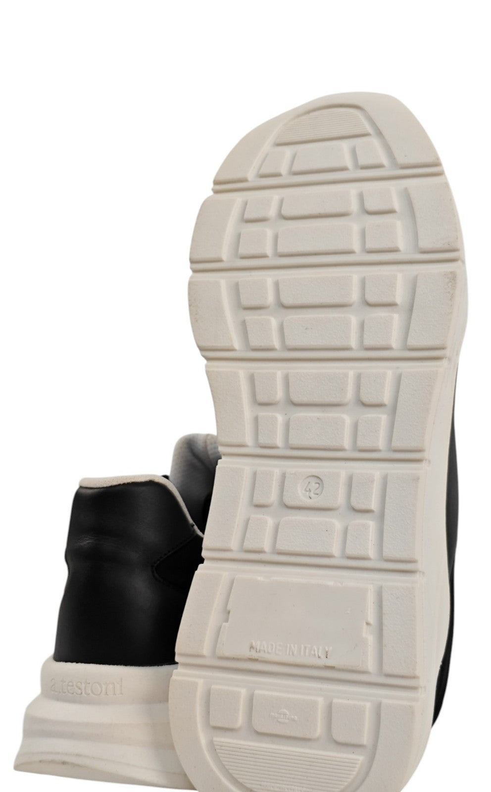 750$ TESTONI Black Sport Sneaker Shoes Calf + Lycra 8 UK  / 9 US / 42 IT
