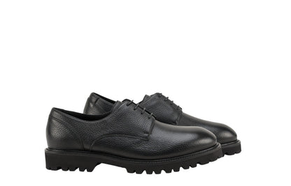 1050$ TESTONI "Custoza" Derby Deer + Fur Lining Black 8 UK / 9 US / 42 IT