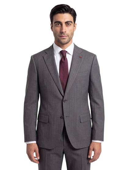 $6850 ISAIA NAPOLI "Gregorio" Gray Suit Hand-Sewn Fine Wool 4 Season Striped