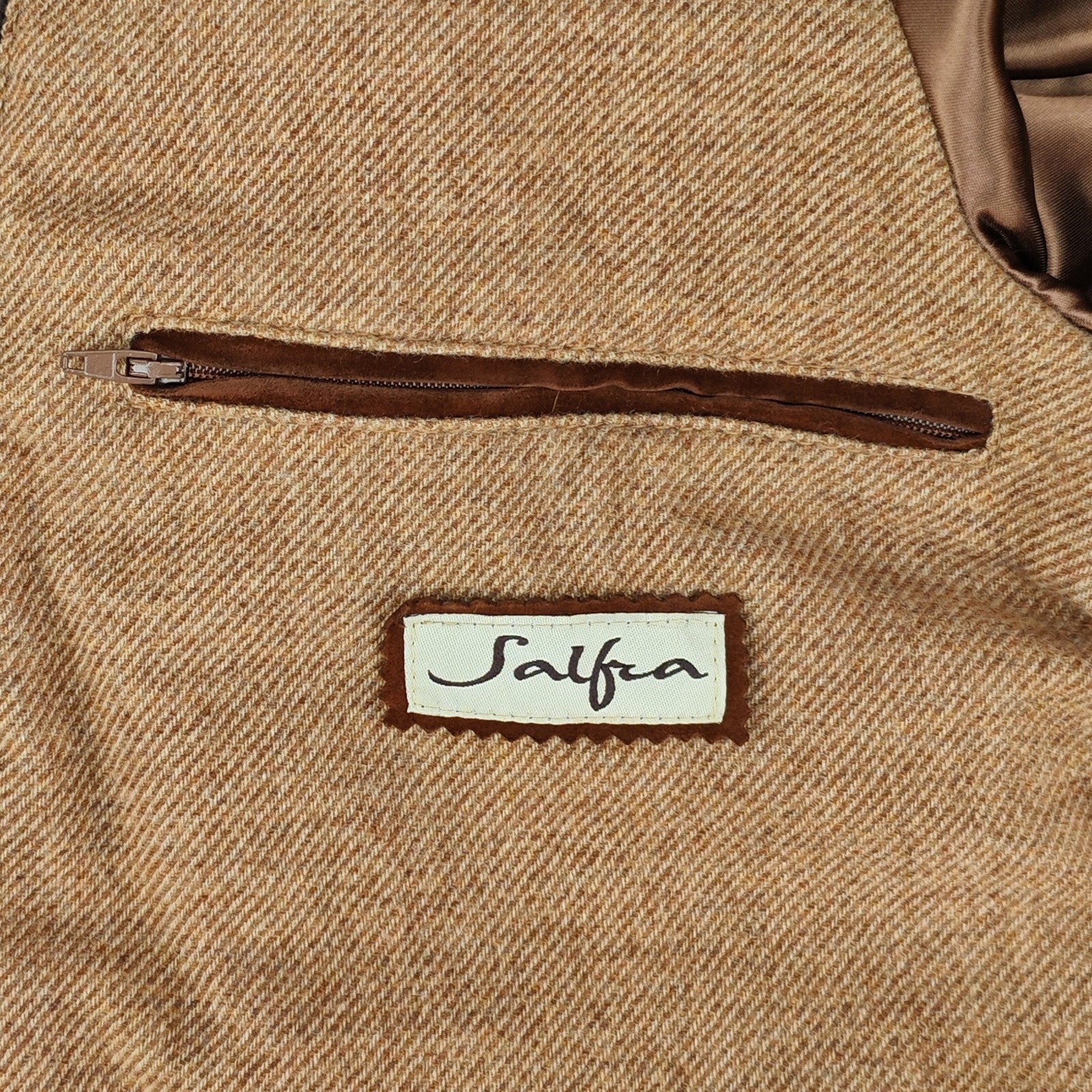 SALFRA Brown Suede Leather Bomber Jacket Cashmere Lined Made Italy 40 US / 50 IT