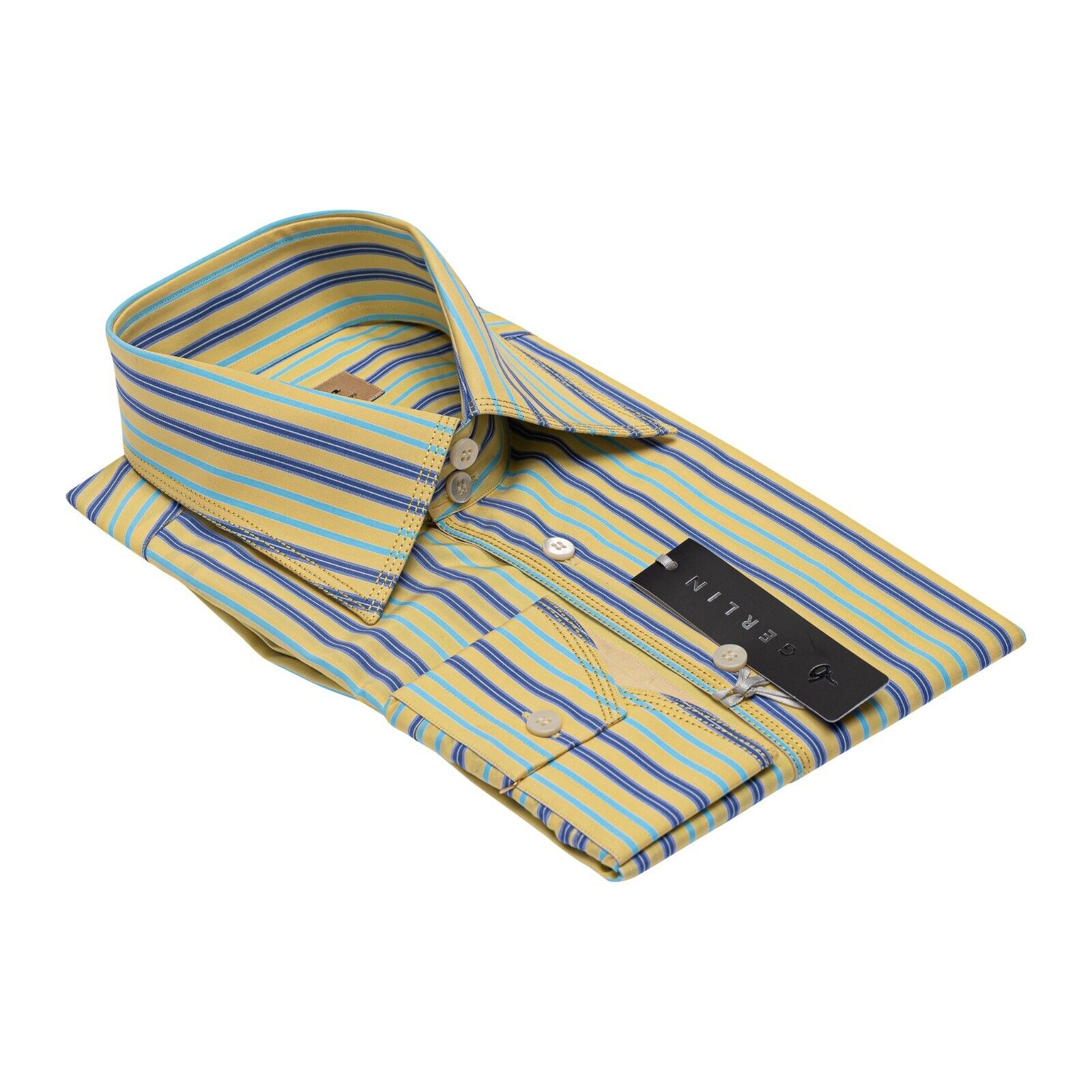 690$ LUXURY GERLIN Shirt Striped TRIPLE STITCHING Cotton 16  41 1C ZILLI