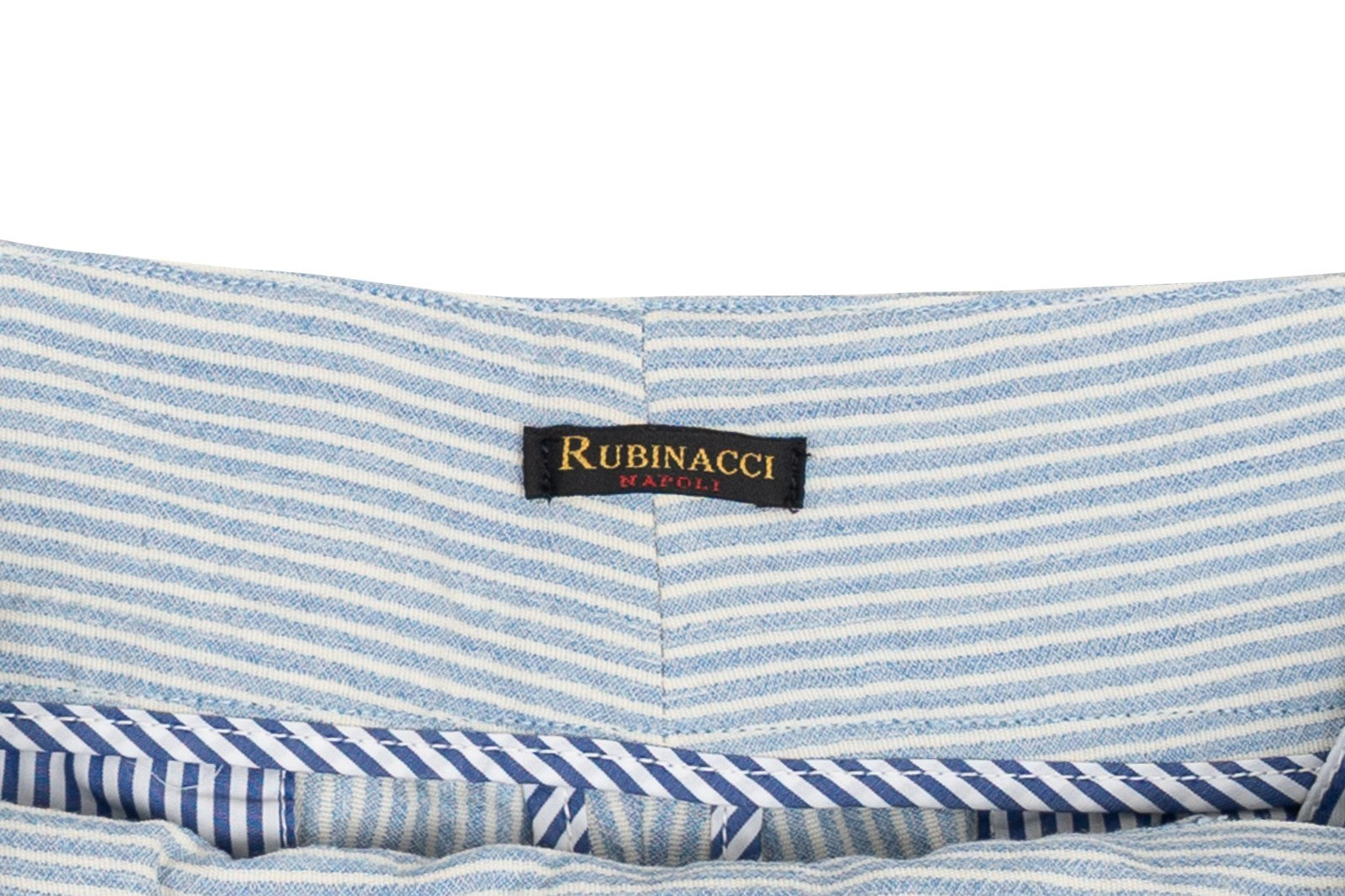 670$ RUBINACCI NAPOLI "Manny" Blue High Rise Pant Wool Silk Linen 28 US / 44 EU