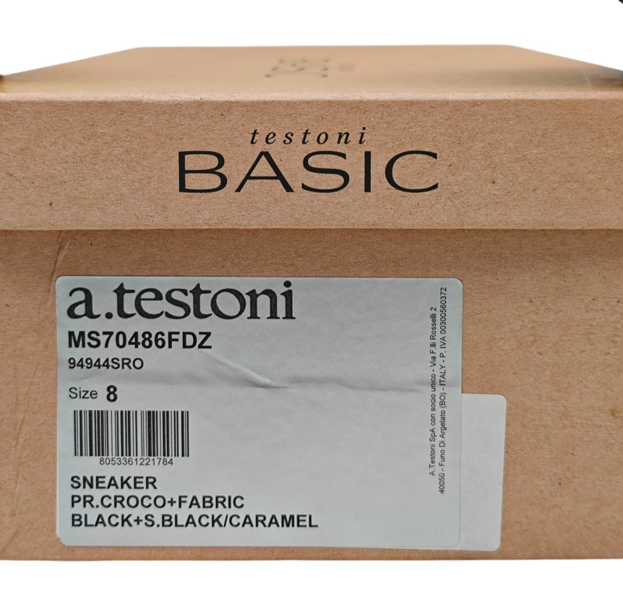 850$ TESTONI Sneaker Shoes Printed Crocodile +  Fabric Black 8 UK / 9 US / 42 IT