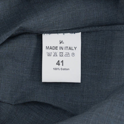 730$ ISAIA NAPOLI "Mix" Hand-Sewn Dress Shirt Blue Fine Cotton 16 - 41