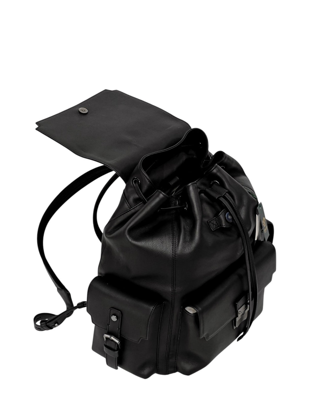 2200$ PINEIDER FIRENZE 1774 Black Calf Multiple Backpack Travel Weekender XL
