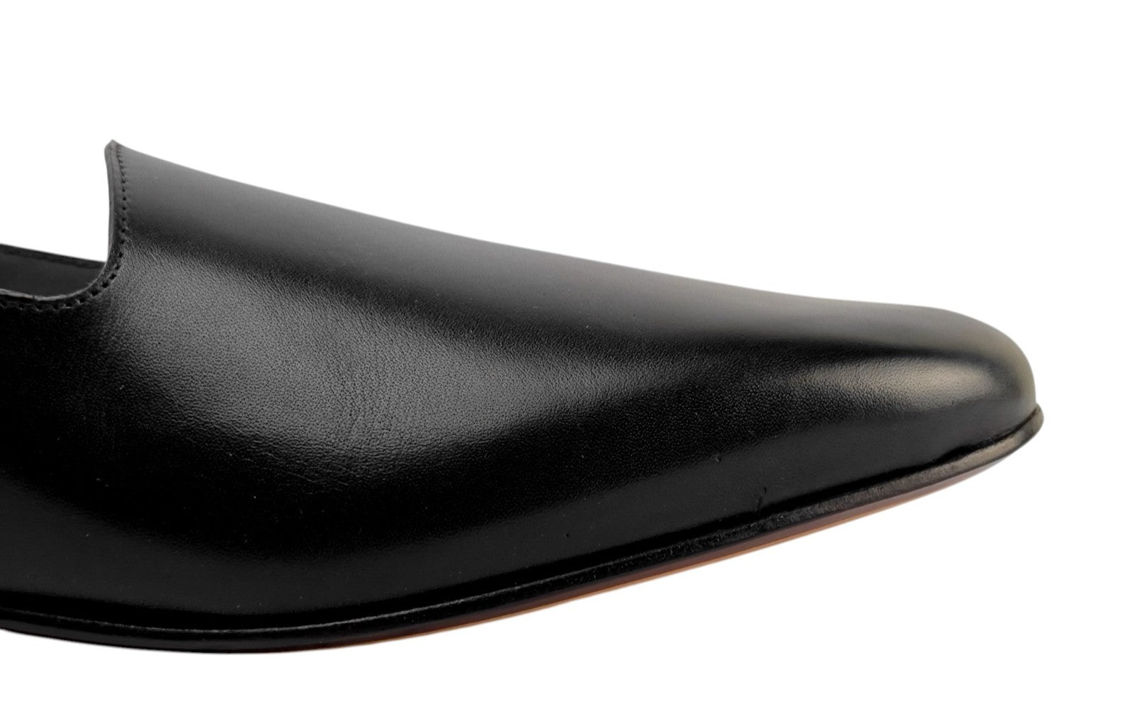 $1150 TESTONI BOLOGNA Slipper Loafer Shoes Lux Calf Black