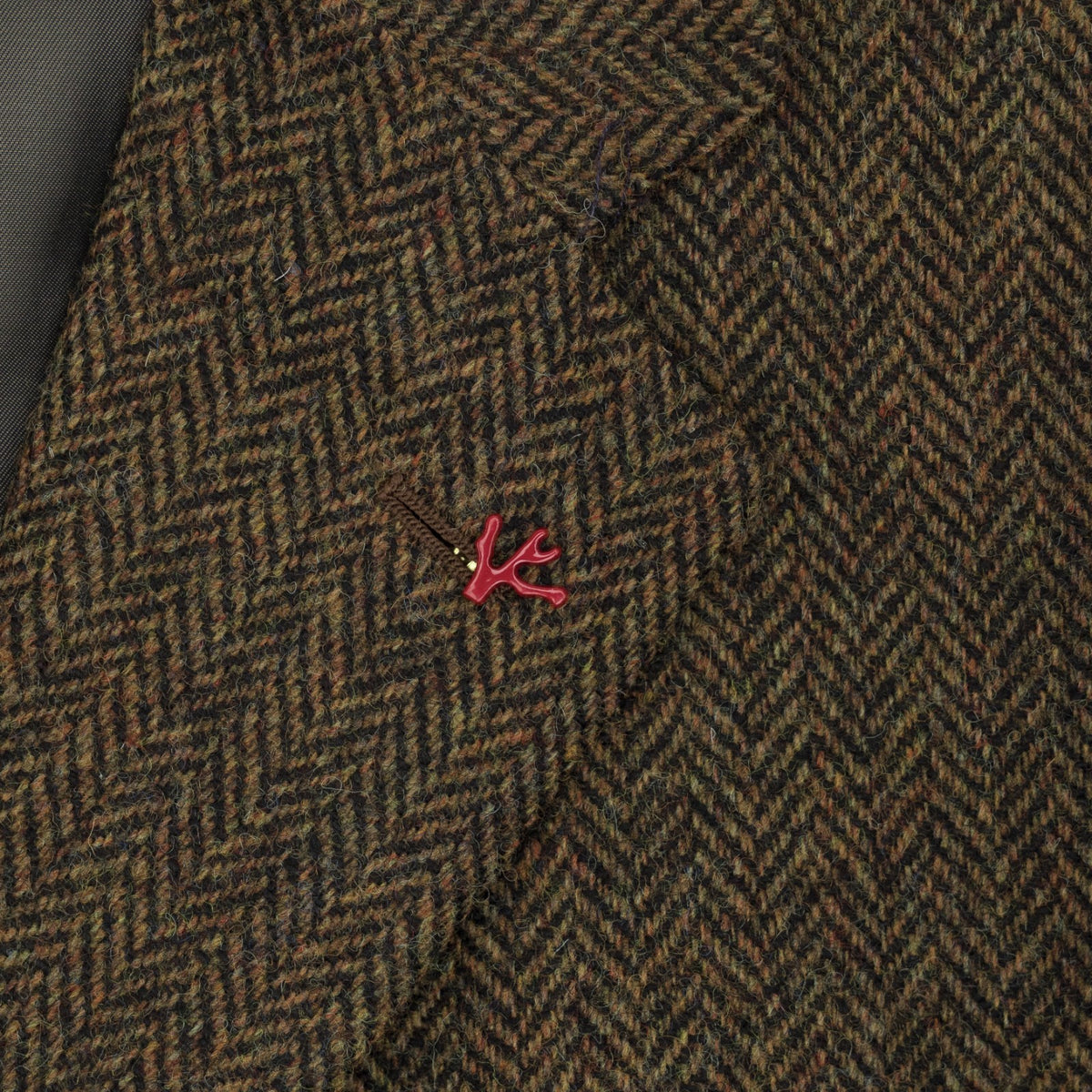 $7250 ISAIA Sartorial Overcoat Coat Herringbone Flannel Wool Olive Green - Brown
