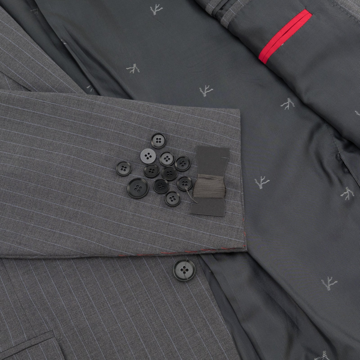 $6790 ISAIA NAPOLI "Gregorio" Gray Suit Hand-Sewn Wool Pinstripe