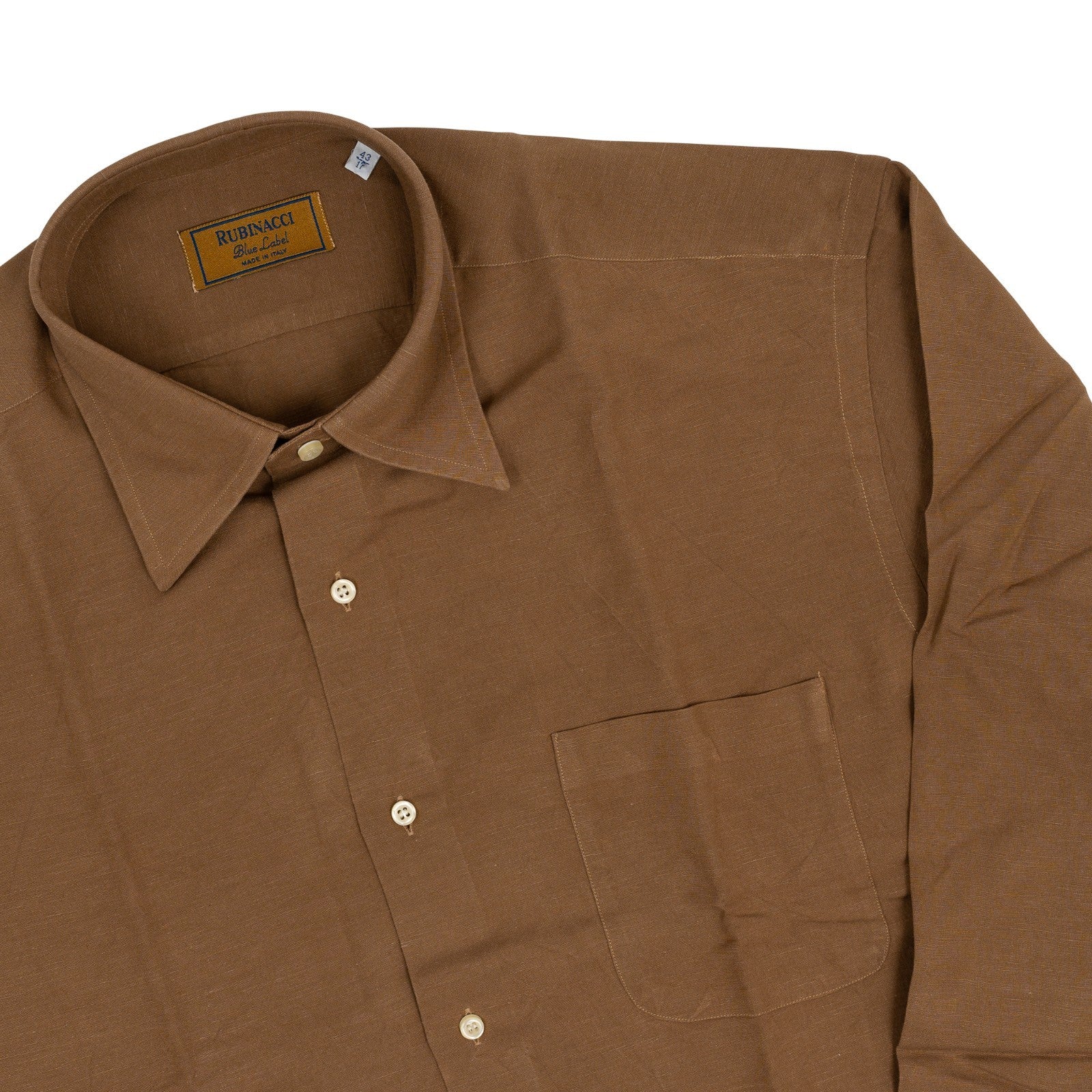 520$ RUBINACCI NAPOLI Brown Pocket Shirt Cotton Classic Fit Made in Napoli  3R