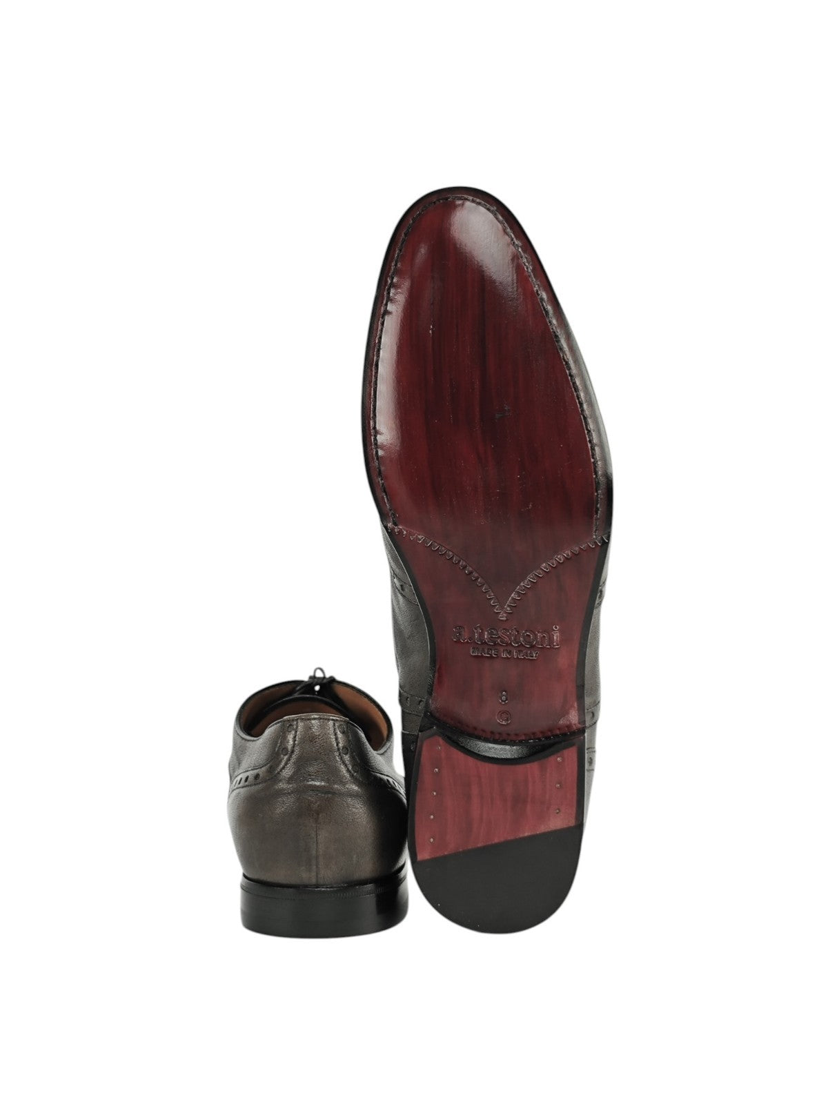 950$ TESTONI 1929 Oxford Shoes Washed Soft Lambskin Asphalt 8 UK  9 US  42 IT