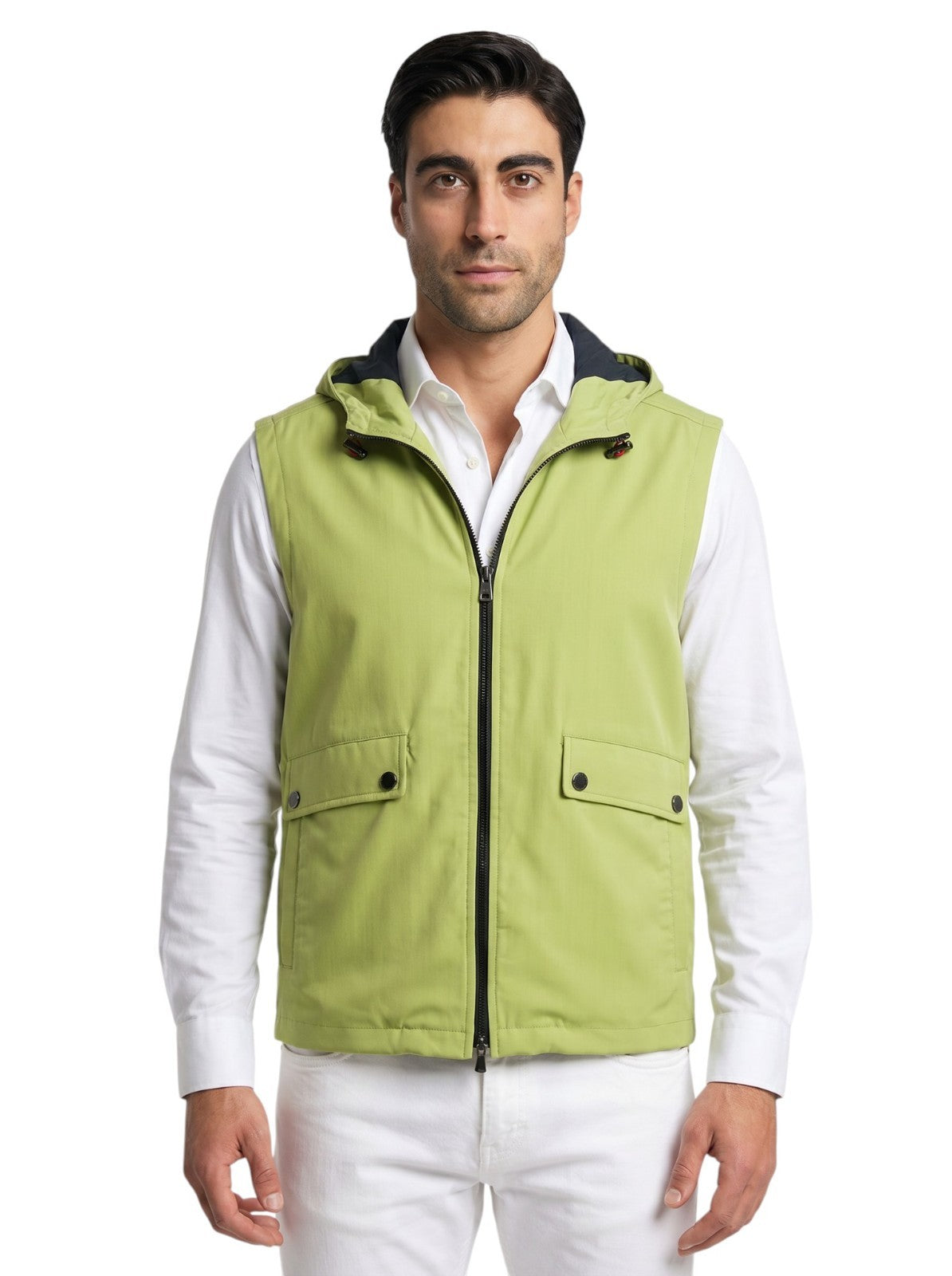 $2850 ISAIA NAPOLI Fluo Yellow Vest Jacket Techno Wool - Silk 38 US / 48 EU R