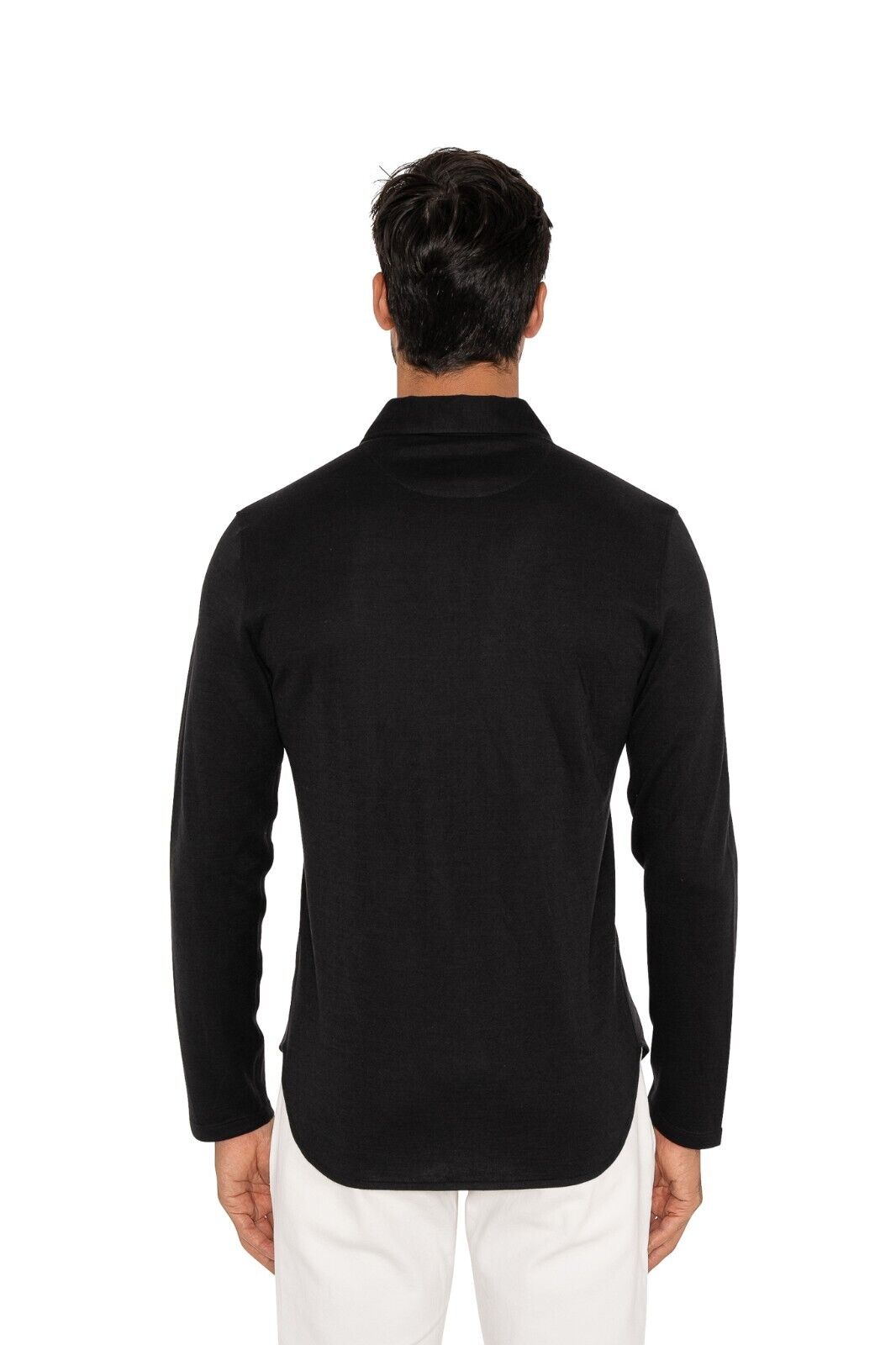 1800$ ISAIA NAPOLI Black Sweater Cardigan Shirt Cashmere / Silk  15.5 - 39