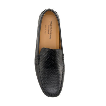 1200$ TESTONI BOLOGNA "Portocervo" Driver Loafers Shoes Printed Calf Black