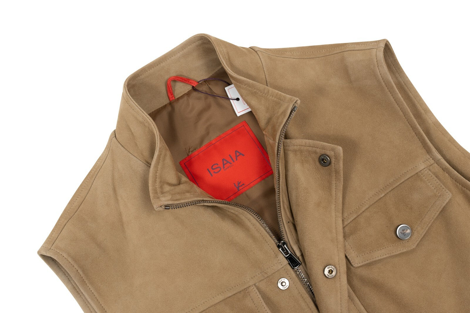 4800$ ISAIA NAPOLI Beige Field Jacket Coat Suede Lambskin Leather 40 US 50 EU