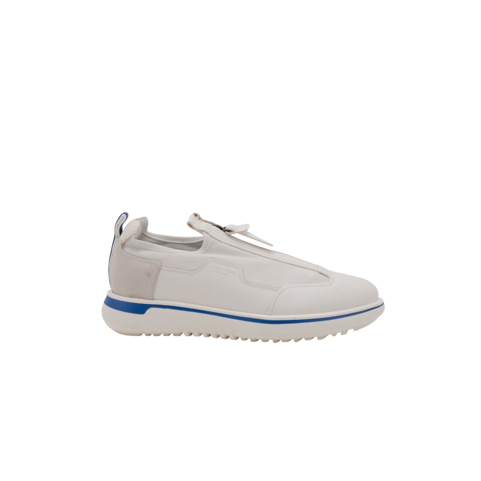 1450$ GIORGIO ARMANI Shoes Sneakers White Zip-Up Low-Top Leather 7 UK 8 US 41 IT
