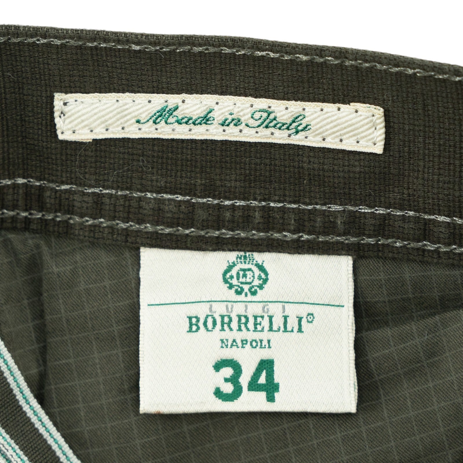 415$ LUIGI BORRELLI NAPOLI Dark Green Denim Jeans Pant Cotton 34 US / 50 EU