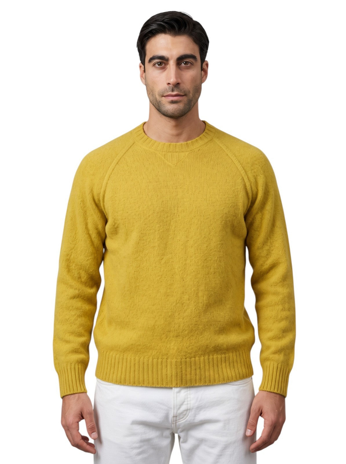450$ DRUMOHR Sweater Raglan Sleeve Canary Yellow  100% Lambswool 38 US / 48 US