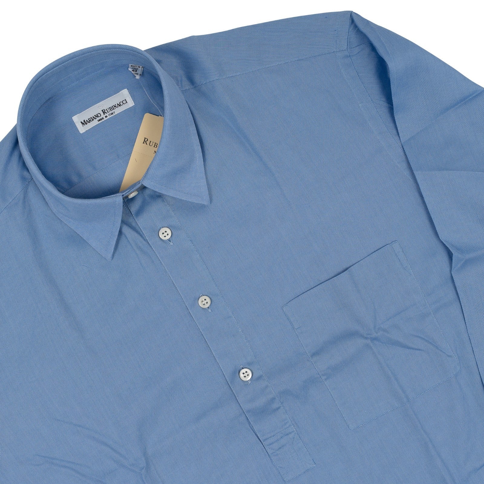 520$ RUBINACCI NAPOLI Blue Hand-Sewn Popover Shirt Classic Fit  17 - 43  6T