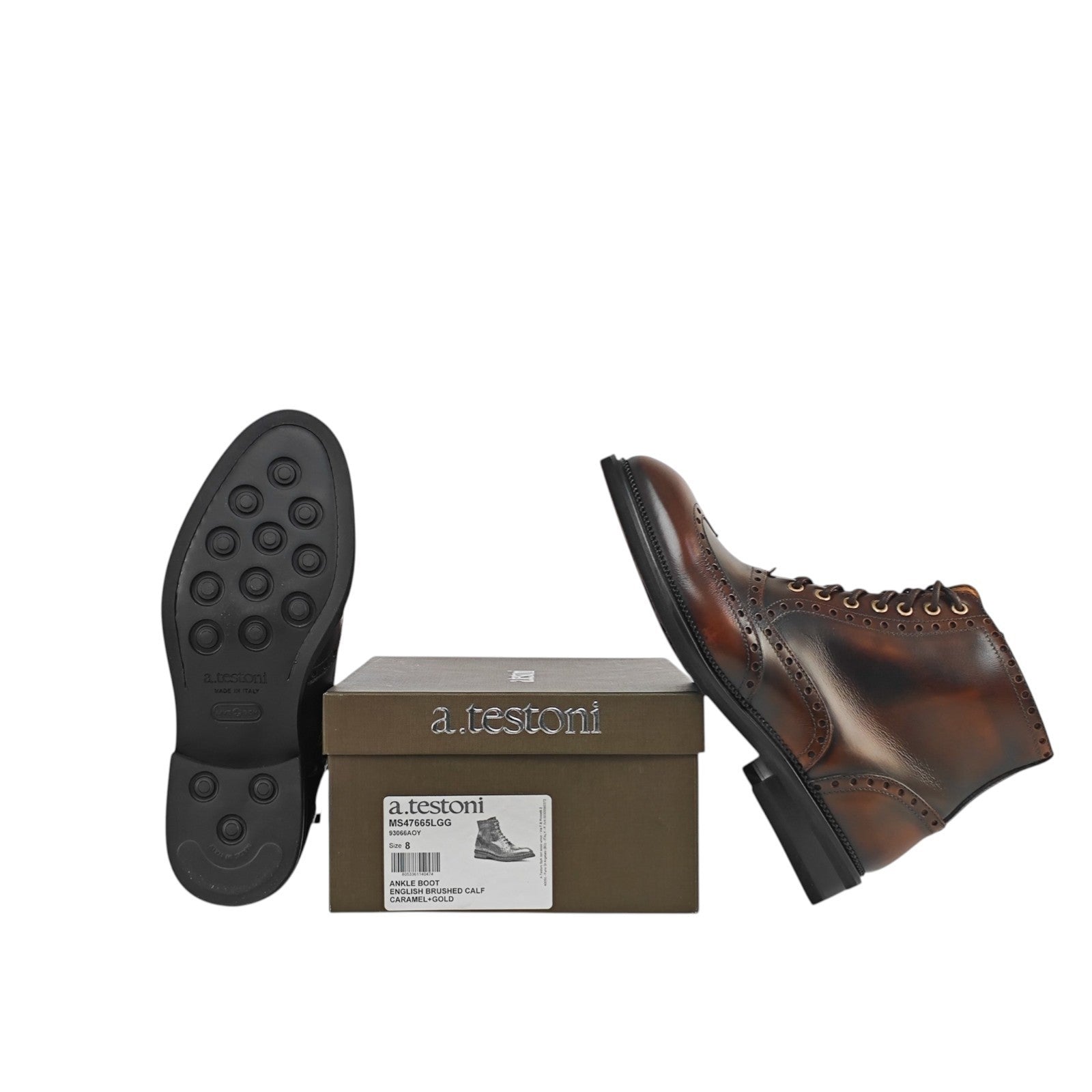 1450$ TESTONI Ankle Boot Shoes English Brushed Calf Caramel 8 UK / 9 US / 42 IT