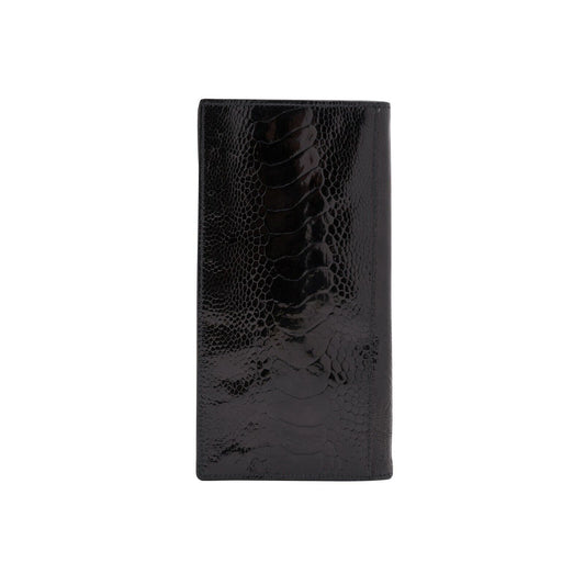 $950 Testoni Bologna Black Document Holder Long Wallet Genuine Ostrich