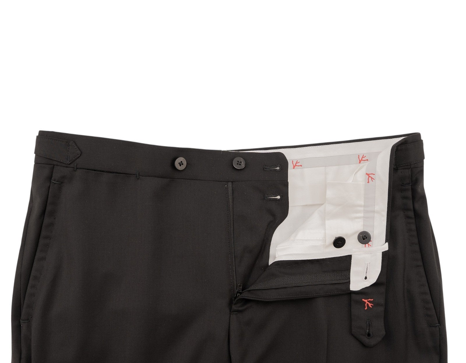 1550$ ISAIA NAPOLI Hand-Sewn Tapered Dress Pant Fine Wool Black 34 US / 50 EU 7R