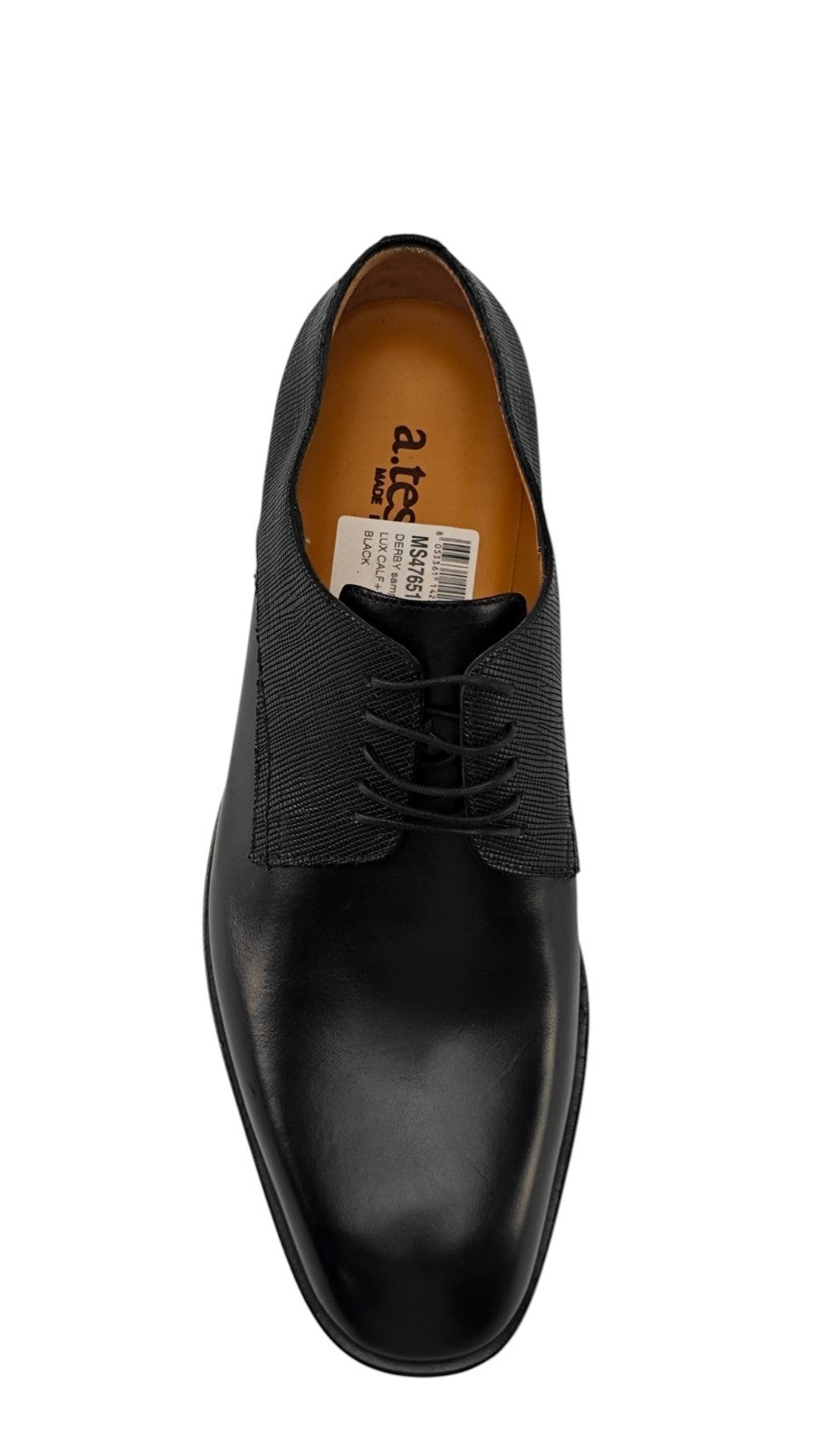 1200$ TESTONI Derby Shoes Black Lux Calf + Saffiano 8 UK / 9 US / 42 IT
