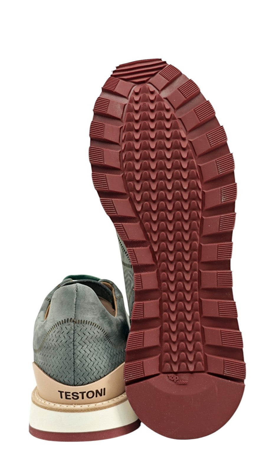 $900 TESTONI BOLOGNA "Moena" PIUMA Sneaker Shoes Nabuk Calf Green Malachite